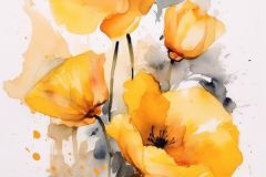 Yellow-Orange Floral Poppy Watercolor – Barndominium Inspiration